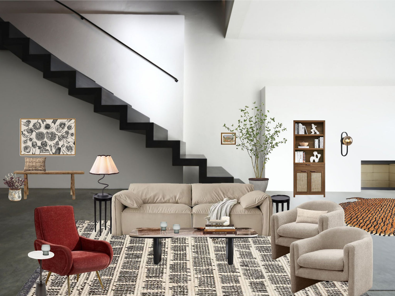 Modern Japandi Living Room, Modern Japandi Mood Board, Designer Curated Moodboard